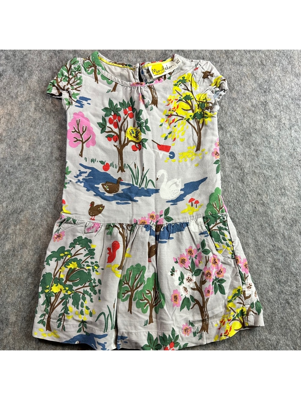 Mini Boden woodland print dress floral whimsical 2-3Y